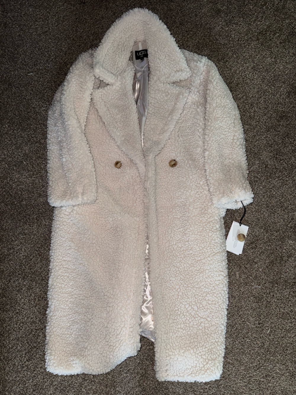 UGG Cream “winter white” Gertrude long Teddy Long Coat NWT